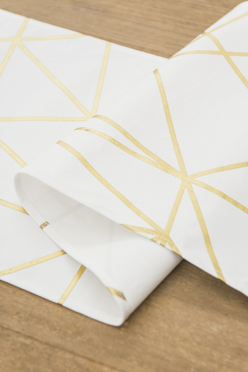 Gold Foil Geometric-Inspired Table Runner - Ling's moment