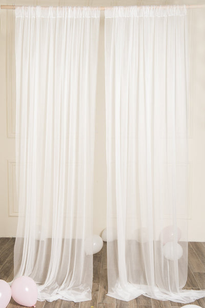 White Sheer Wedding Backdrop Curtains 10 Ft x 10 Ft - Ling's moment