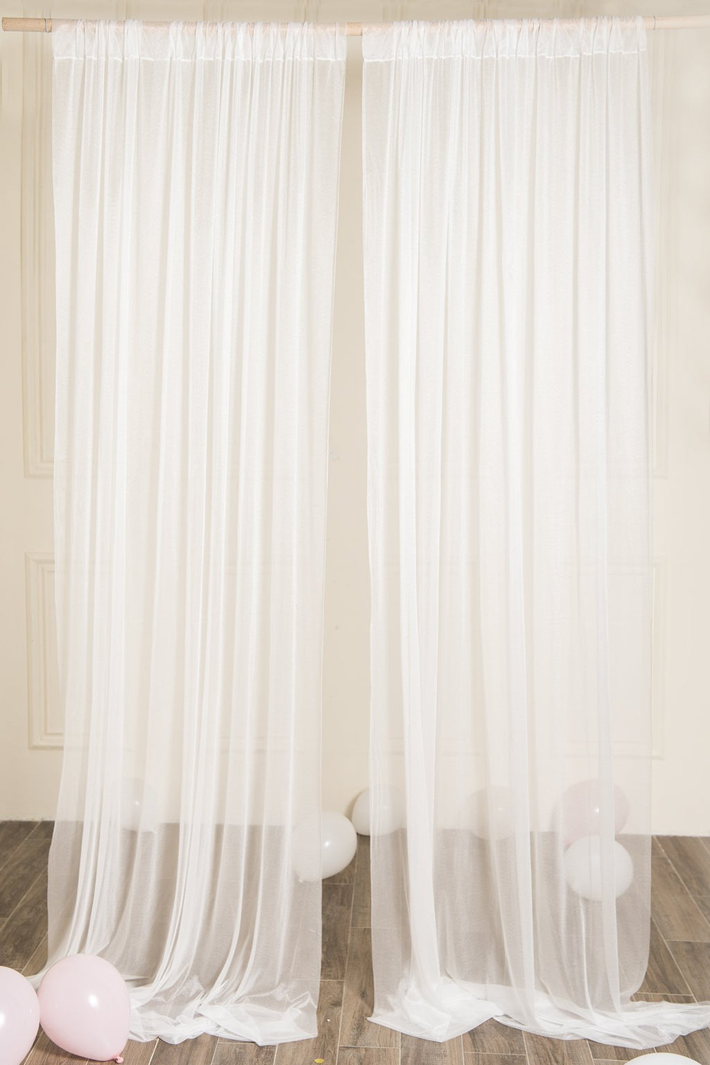 Sheer Backdrop Curtain 2 Panels - White - lingsDev