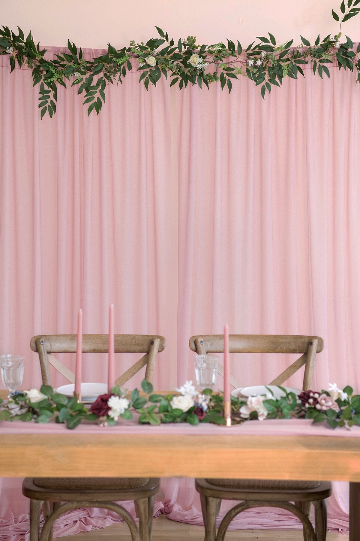 Sheer Backdrop Curtain 2 Panels - Dusty Rose - lingsDev