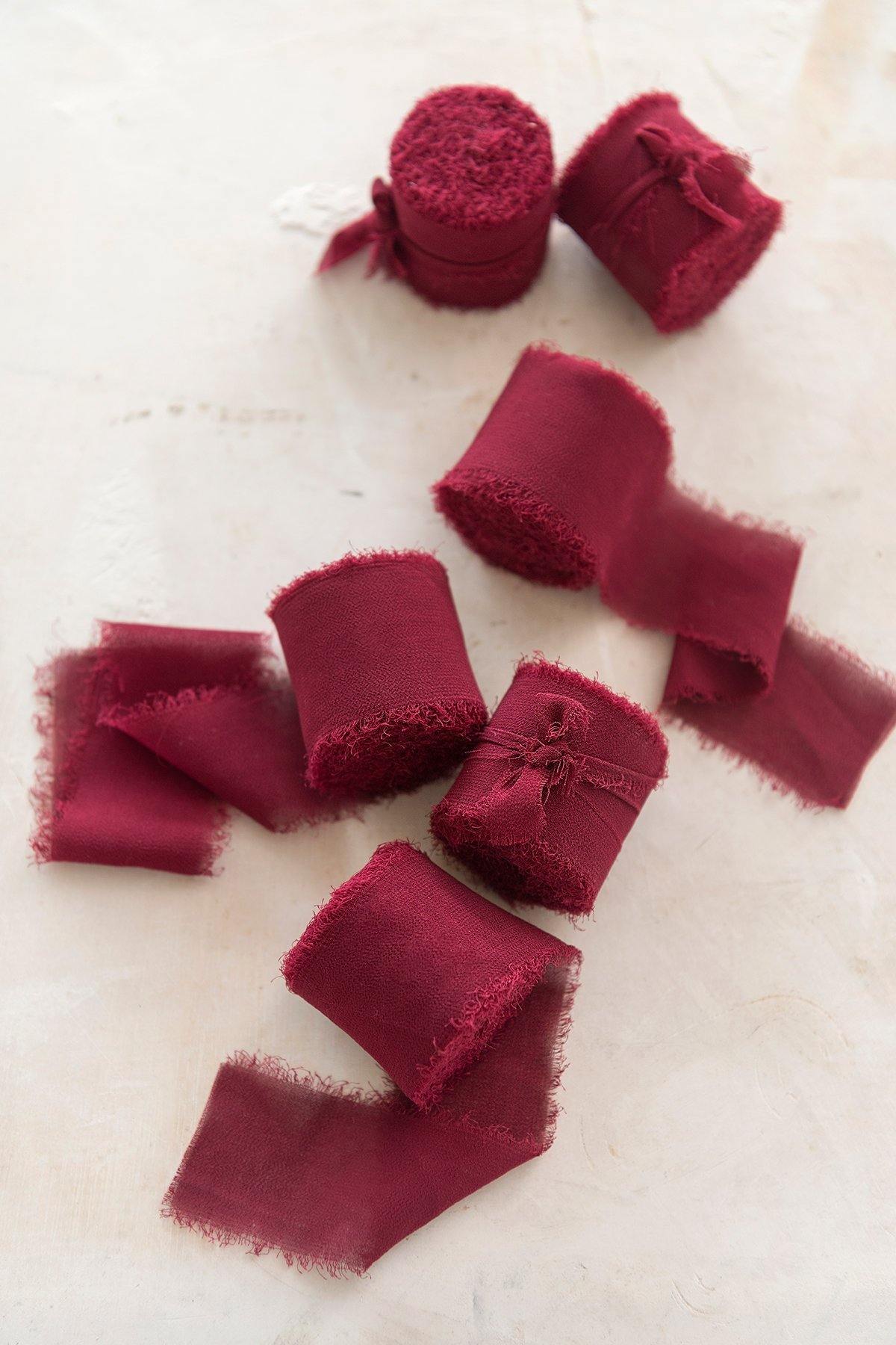 1.5"w x 6 Yards Frayed Edge Chiffon Ribbons (Set of 3) - 9 Colors (Fall 2020) - lingsDev
