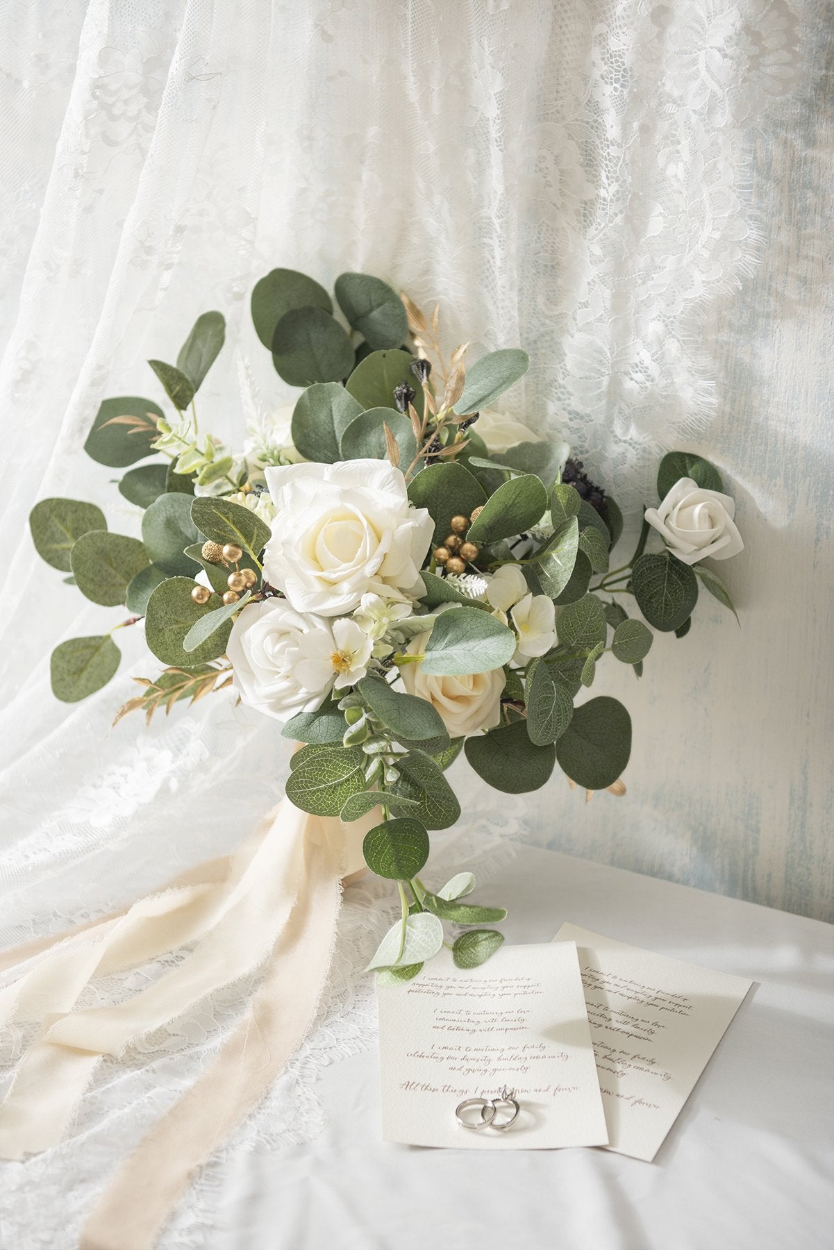 White & Beige Flowers & Greenery for DIY - lingsDev