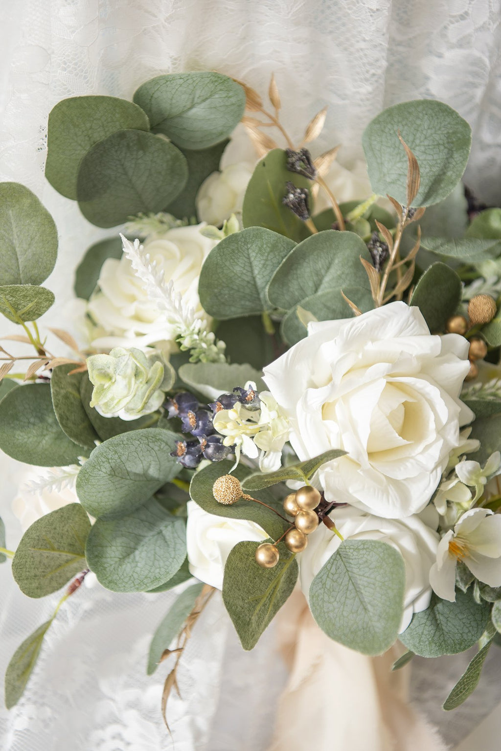 White & Beige Flowers & Greenery for DIY - lingsDev