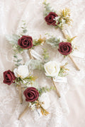 Wedding Boutonnieres (Set of 6) - Burgundy - lingsDev