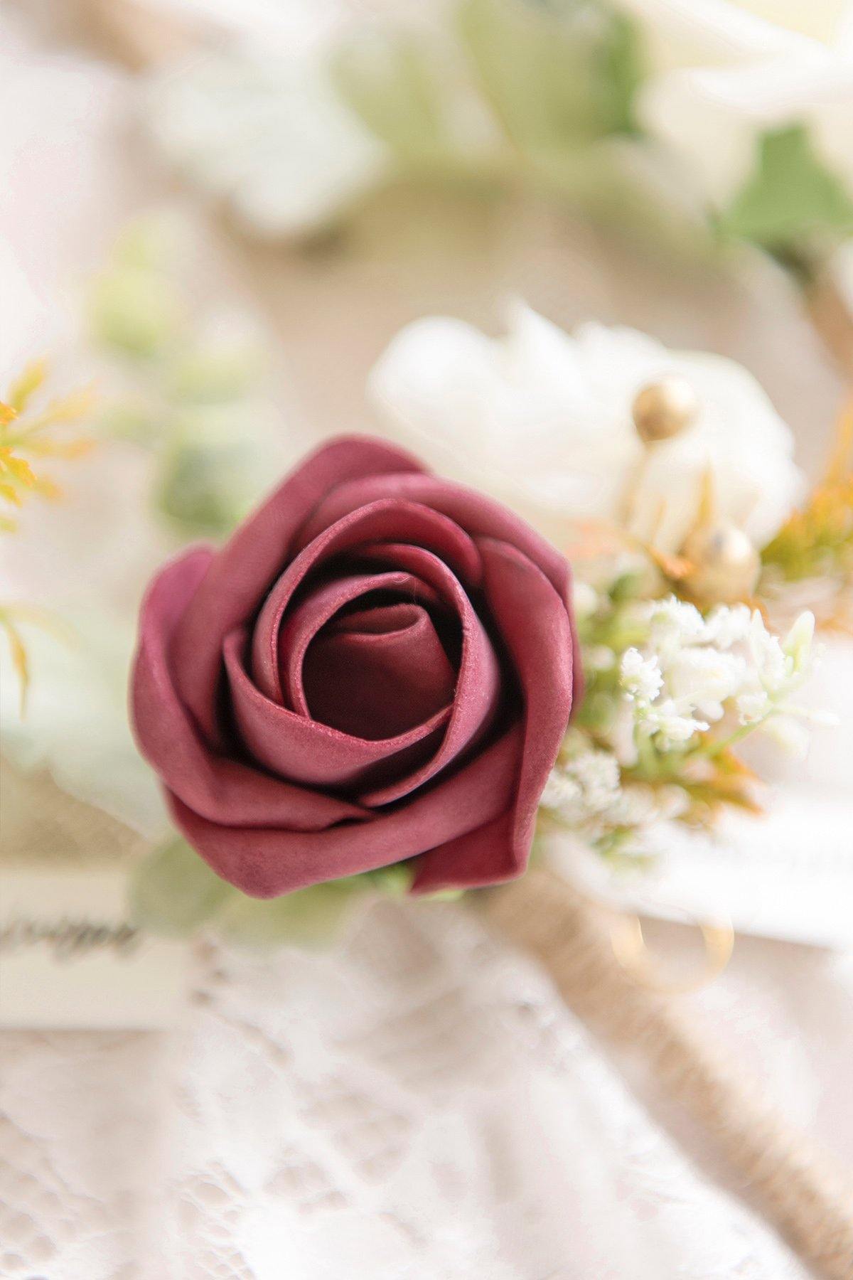 Wedding Boutonnieres (Set of 6) - Burgundy - lingsDev