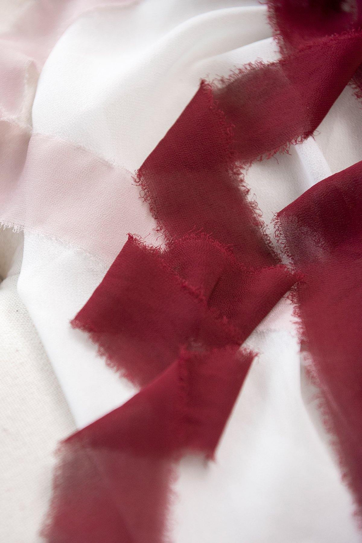 1.5"w x 6 Yards Frayed Edge Chiffon Ribbons (Set of 3) - 9 Colors (Fall 2020) - lingsDev