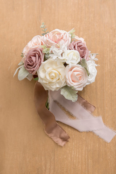 7"/ 9" Bridesmaid Bouquet - Dusty Rose & Cream