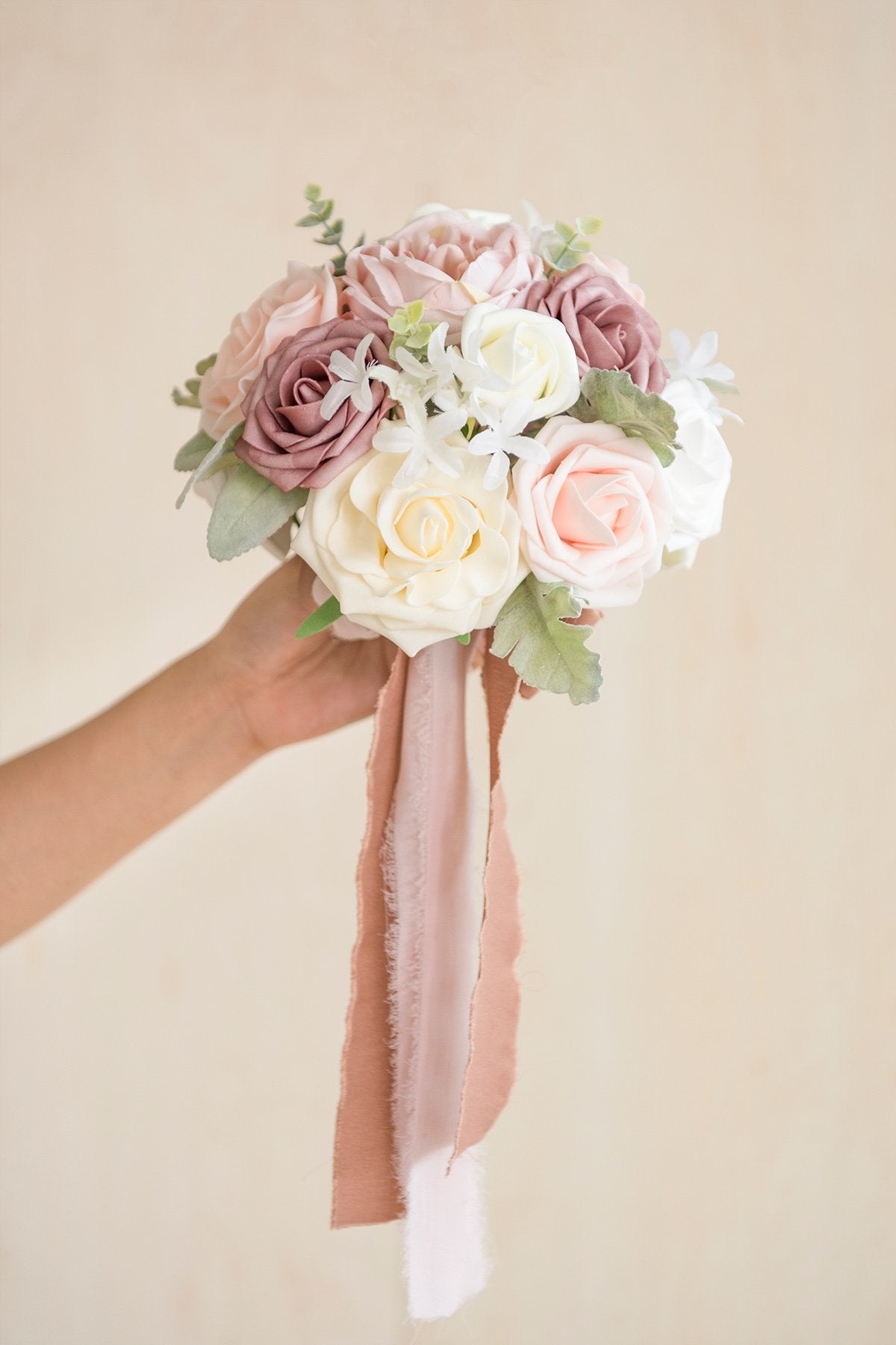 7"/ 9" Bridesmaid Bouquet - Dusty Rose & Cream