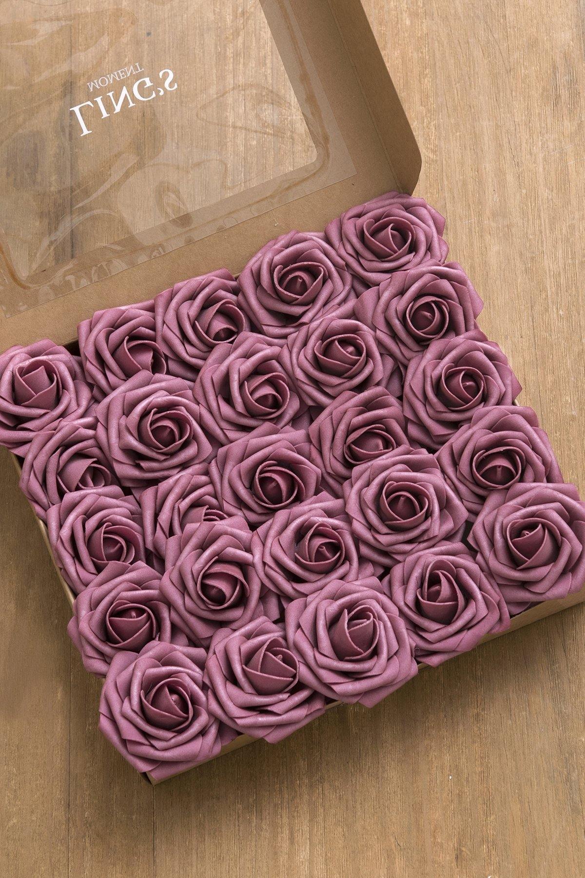 3" Foam Rose with Stem - Dusty Rose & Plum - lingsDev