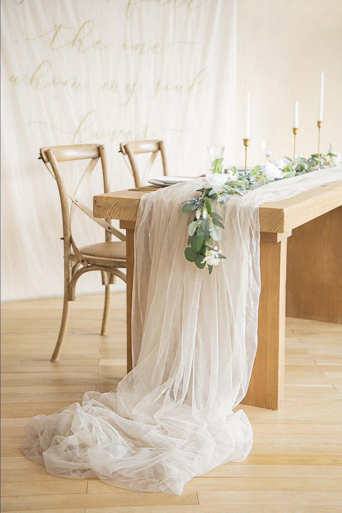 Extra Long Tulle Table Runner 30"w x 16FT - 4 Colors - lingsDev