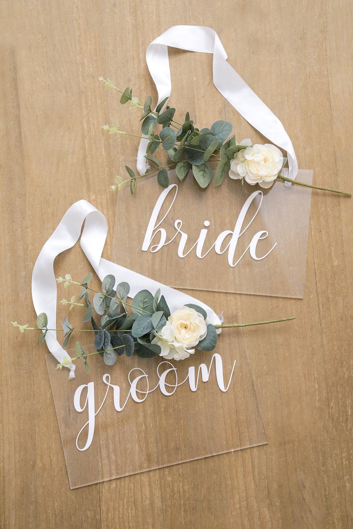 Acrylic Chair Signs - Bride & Groom - lingsDev