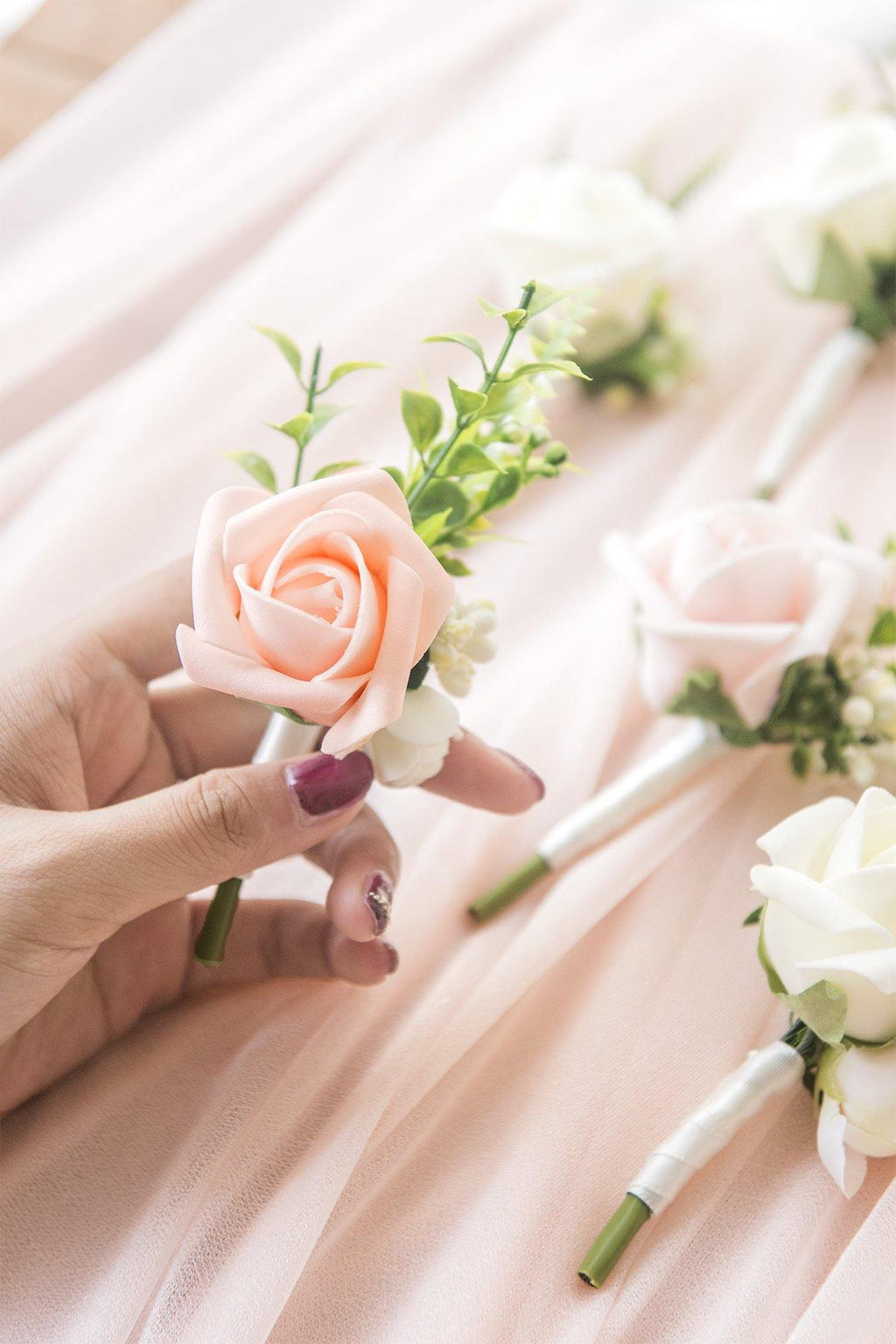 Wedding Boutonnieres (Set of 6) - Blush - lingsDev