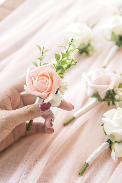 Wedding Boutonnieres (Set of 6) - Blush - lingsDev