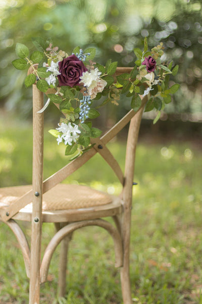 Wedding Chair Decoration Swag (Set of 2) - Rustic Marsala - lingsDev