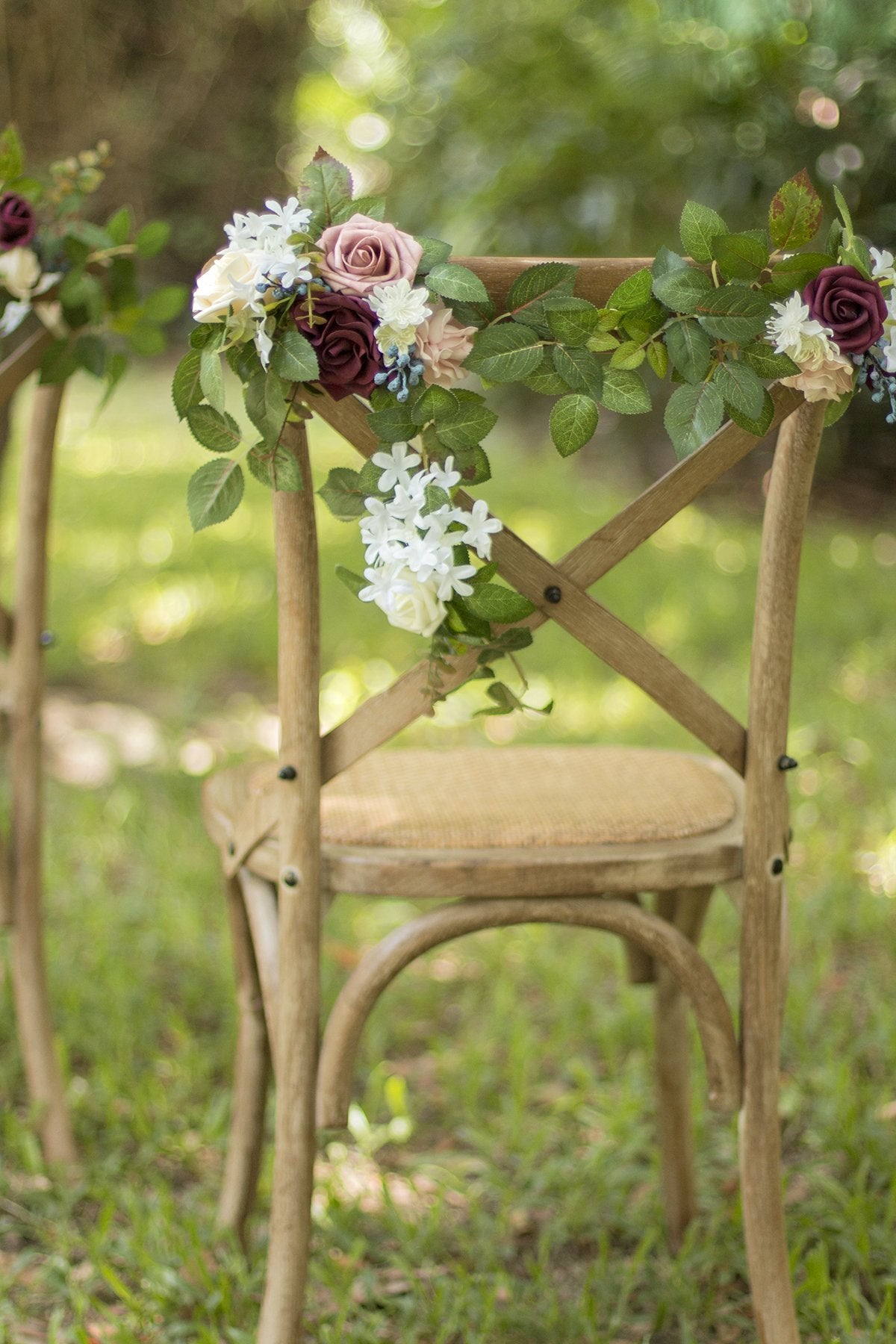 Wedding Chair Decoration Swag (Set of 2) - Rustic Marsala - lingsDev