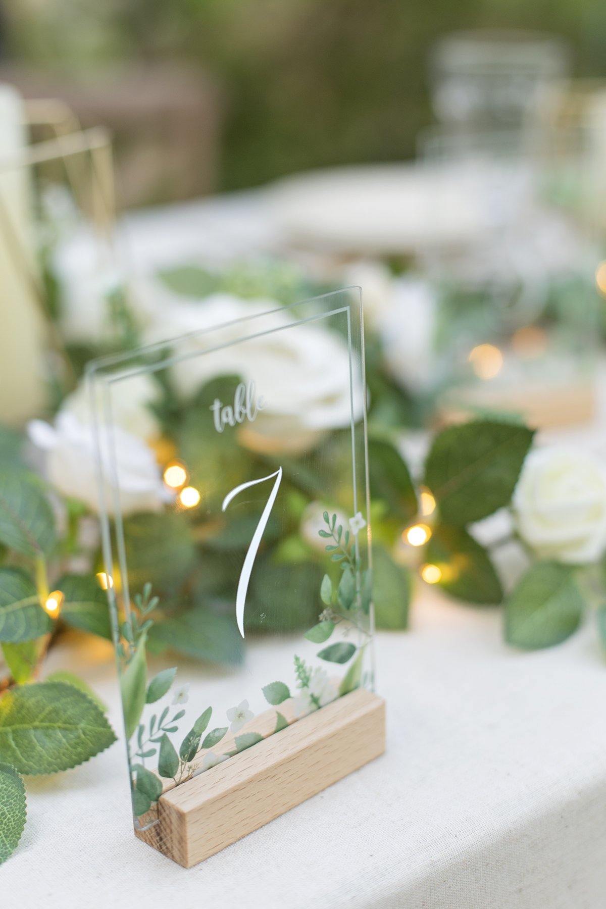 Acrylic Table Numbers with Holders - Eucalyputs Printed - lingsDev