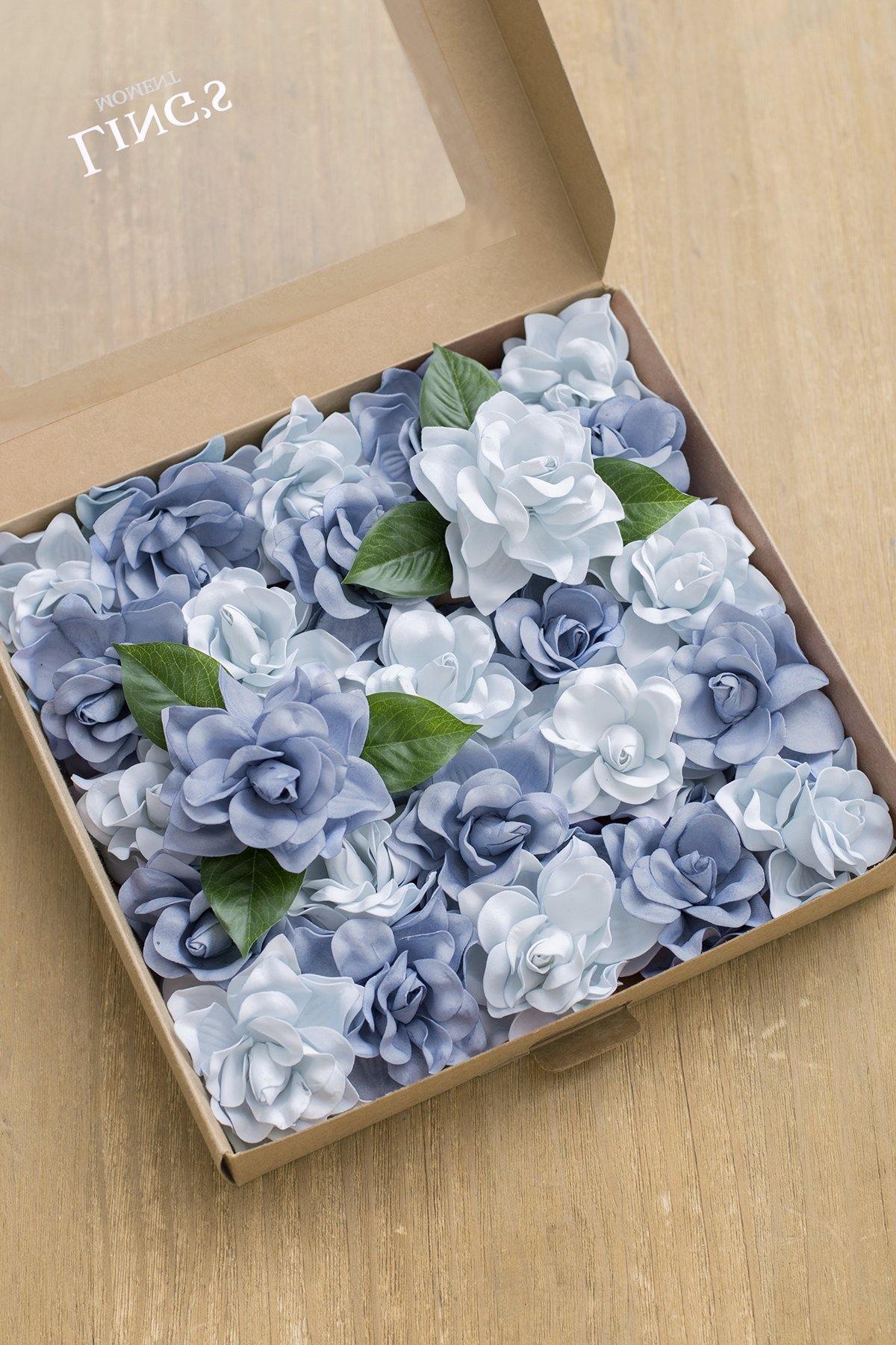 3" Foam Gardenia with Stem - Dusty Blue - lingsDev