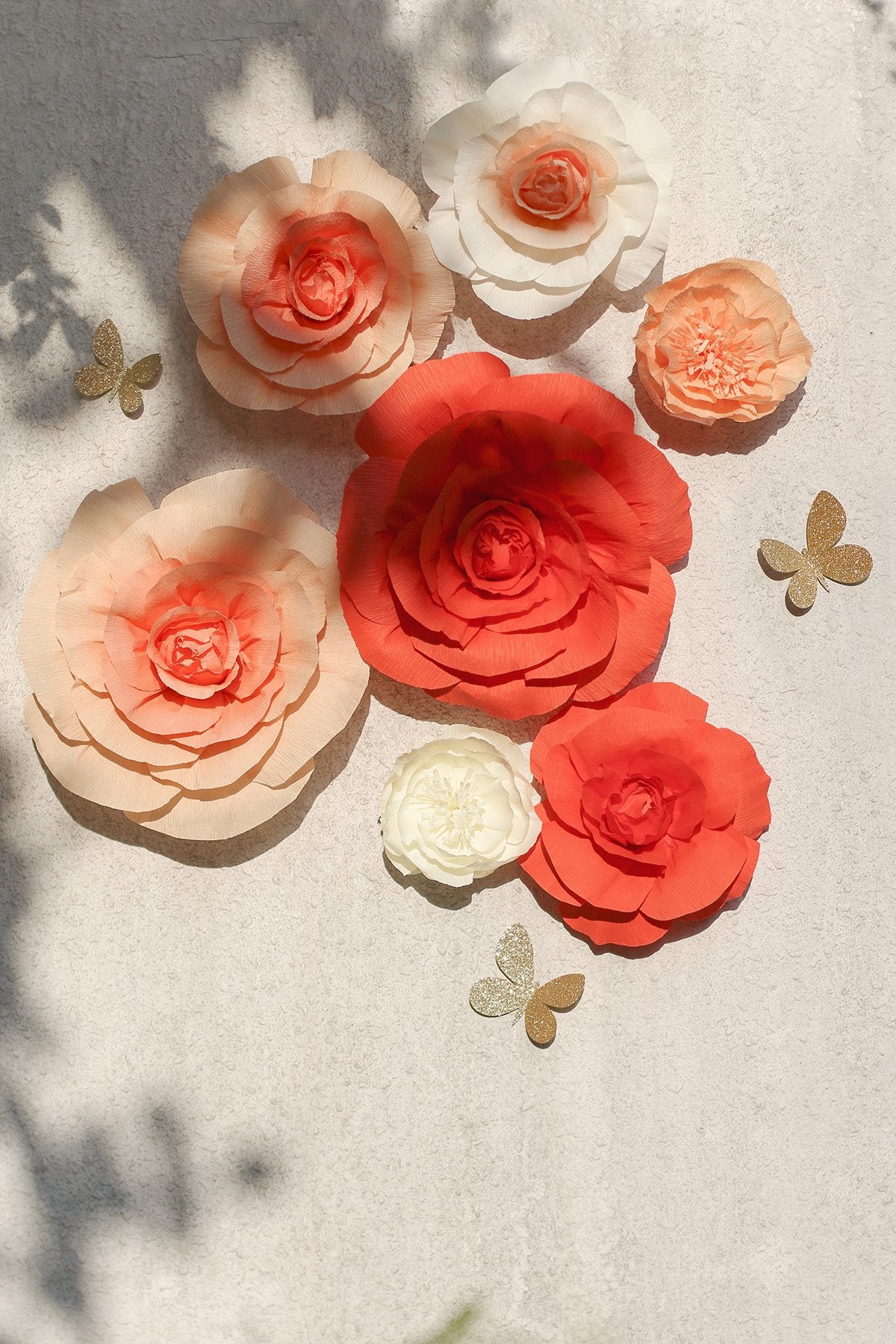 Crepe Paper Flower Rose & Peony Assorted, Set of 7 - Ling's moment