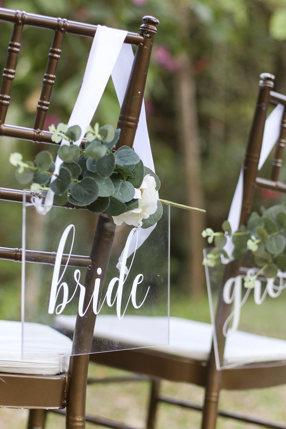 Acrylic Chair Signs - Bride & Groom - lingsDev