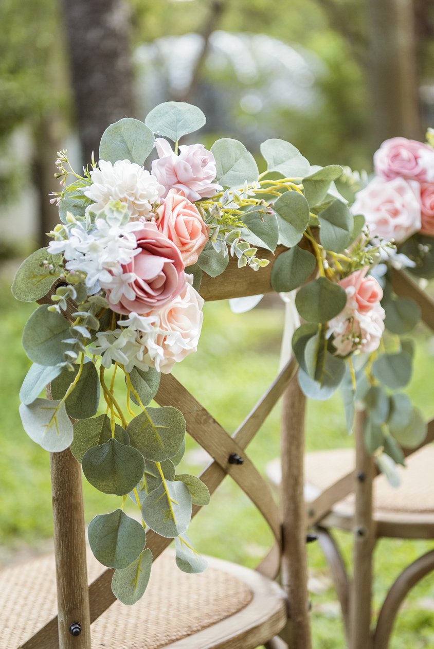 Wedding Chair Flowers Decoration (Set of 2) - Marsala/Pink - Ling's moment