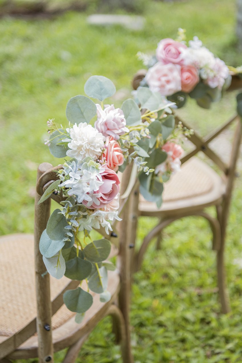 Wedding Chair Flowers Decoration (Set of 2) - Marsala/Pink - Ling's moment